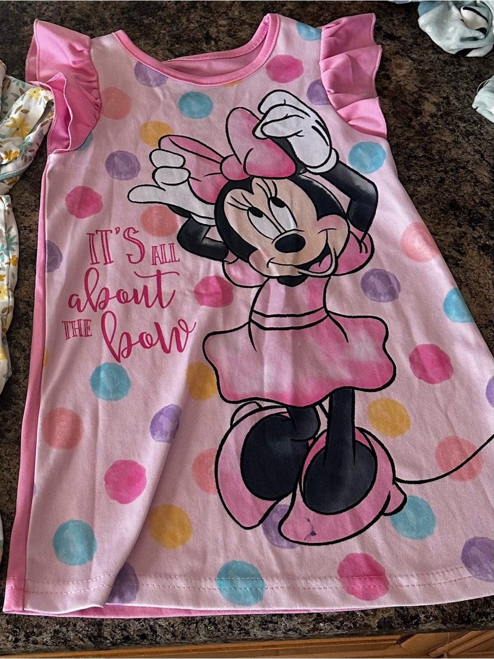 Bundle Minnie Mouse Pink Polka Dot Kids Pajama Nightgown and 2 piece set